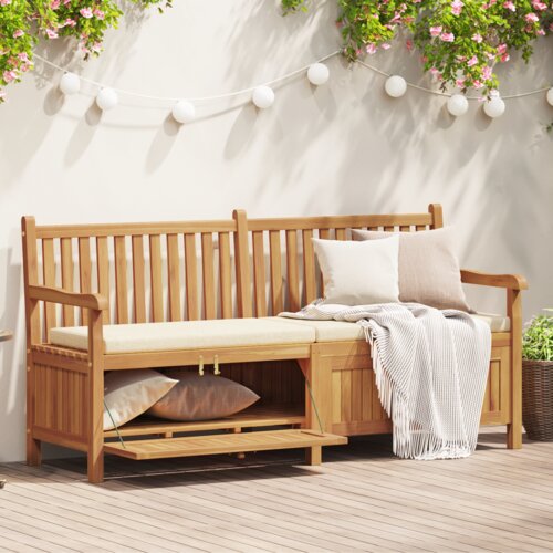 VidaXL Parkovna Shramba Klop Rjava 228 x 60 x 90 cm Trdna tikovina Slike