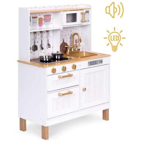 ECO TOYS drvena kuhinja za decu zvuk i led diode large sa ormarićima i 7 dodataka Cene