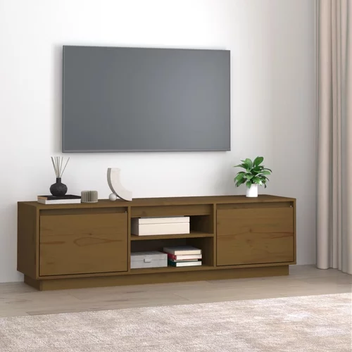 vidaXL TV omarica medeno rjava 140x35x40 cm trdna borovina