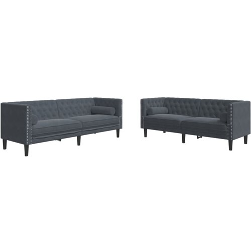 Maison Chic Komplet Chesterfield kavč - Sofa - Kanapeev z vzglavniki 2-delna siv žamet, (21727334) Cene