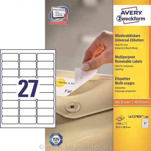 Avery Zweckform Odstranljive univerzalne etikete 63.5 x 29.6 mm Slike