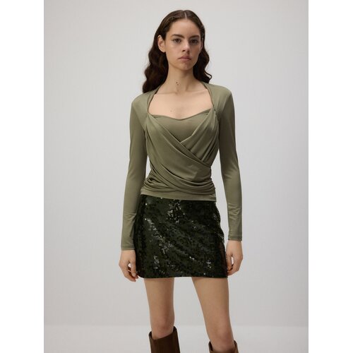 Reserved Bluza s naborima - maslinasto Cijene