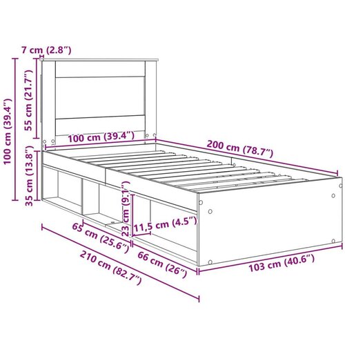 Okvir za krevet s uzglavljem Staro drvo 100 x 200 cm Slike