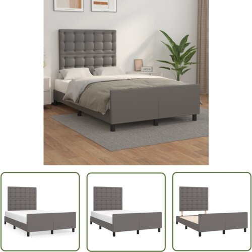 The Living Store Posteljni okvir z vzglavjem siva 120x200 cm umetno usnje - Posteljni Okvir Z Vzglavjem, (21737226) Cene