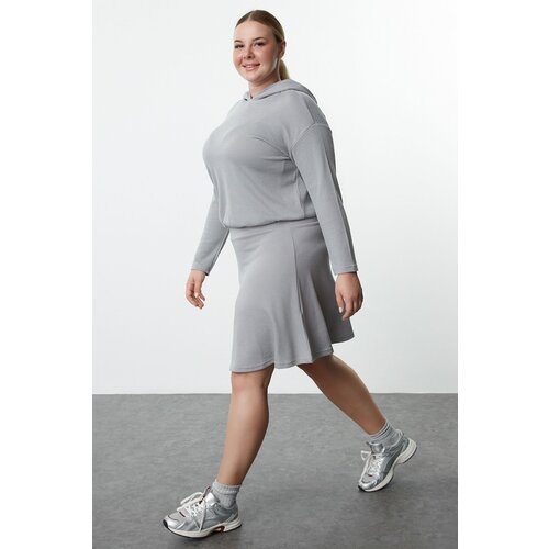 Trendyol Curve Gray Knitted Plus Size Two Piece Set Slike