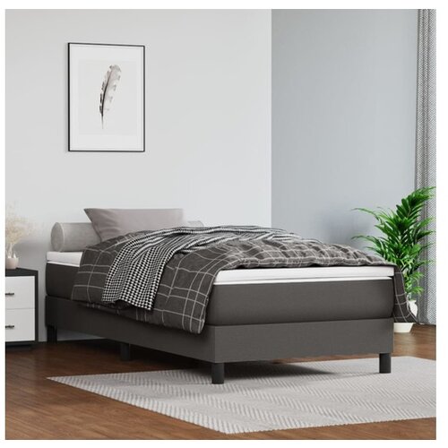 VidaXL Krevet s oprugama i madracem sivi 80 x 200 cm od umjetne kože Slike