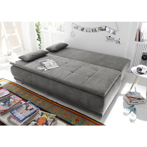 MID.YOU ZOFA S POSTELJNO FUNKCIJO, siva tekstil, leseni material Slike