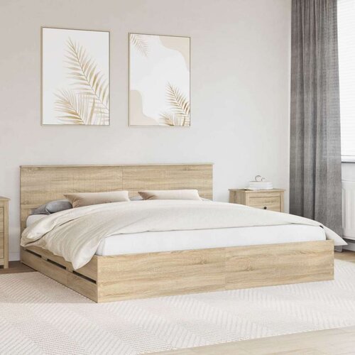  Okvir za krevet s ladicama Sonoma hrast 200 x 200 cm - sonoma hrast 200 x 200 cm Cene