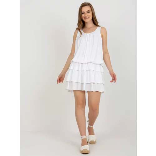 Fashion Hunters OCH BELLA white ruffle sleeveless dress