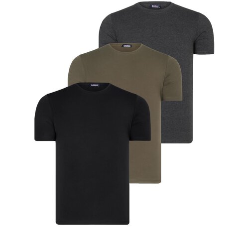Dewberry TRIPLE SET T8569 BIKE COLLAR MENS T-SHIRT-BLACK-ANTHRACITE-KHAKI Cijene