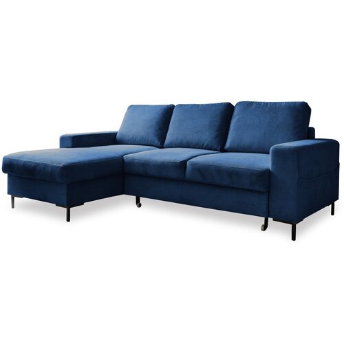 Miuform Tamno plava sklopiva kutna garnitura od samta (s lijevim kutom) Lofty Lilly &amp;ndash; Slike