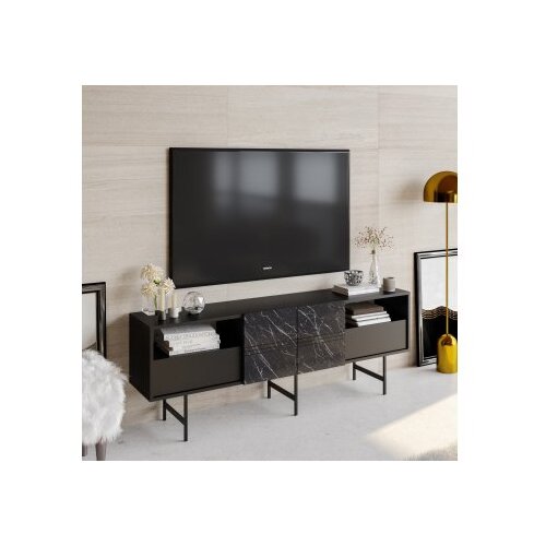 Woody Fashion Hanah kućni TV komoda Derin Black-Marble Slike