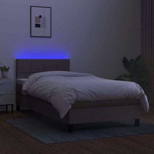 vidaXL Krevet box spring s madracem LED smeđesivi 80 x 200 cm tkanina Cene
