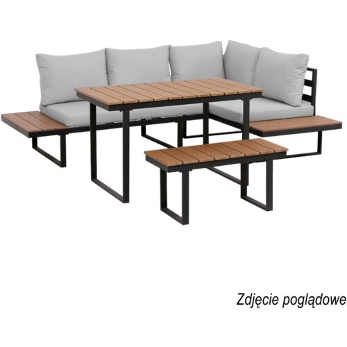Molarem Home garnitura vrtnog namje&amp;scaron;taja - Trosjed + klupa + stol + sivi jastuk Slike