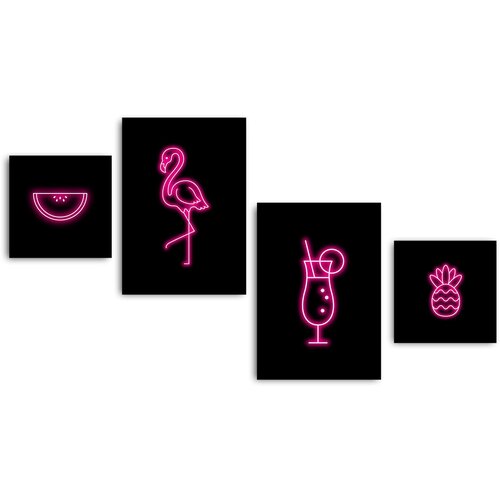 Wallity 4PSCT-06 multicolor decorative framed mdf painting (4 pieces) Cene