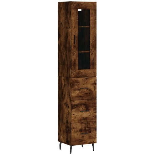 Maison Chic Visoka omara - Komoda - Predalnik dimljeni hrast 34,5x34x180 cm inženirski les, (21721739) Cene