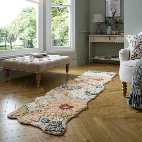 Flair Rugs svetlo rožnat ročno tkan volnen tekač 60x230 cm daphne shaped floral &amp;ndash; Slike