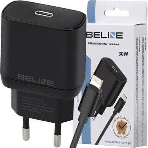 Beline OMREŽNI POLNILEC 1X USB-C 30W PD 3.0 + LIGHTNING KABEL ČRN, (21974725) Cene