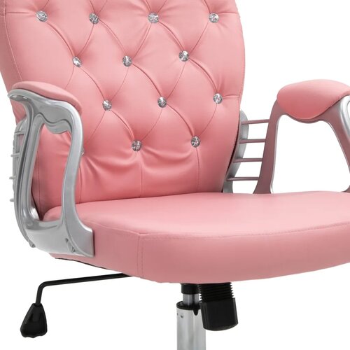  Uredska ergonomska stolica umjetna koža podesiva visina roza Slike
