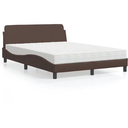 Krevet s madracem Dover smeđi 140 x 190 cm od umjetne kože Cijene