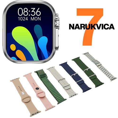  Smart watch sa 7 narukvica WS-X9 ULTRA/ srebrna Cene