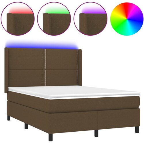 Maison Chic Box spring postelja - Vzmetna postelja z vzmetnico LED temno rjava 140x200cm blago SL15839, (21896107) Cene