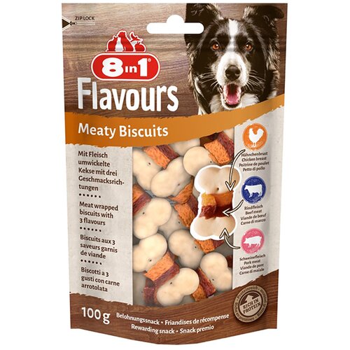 8in1 Flavours Meaty Biscuits piščanec - 3 x 100 g Cene