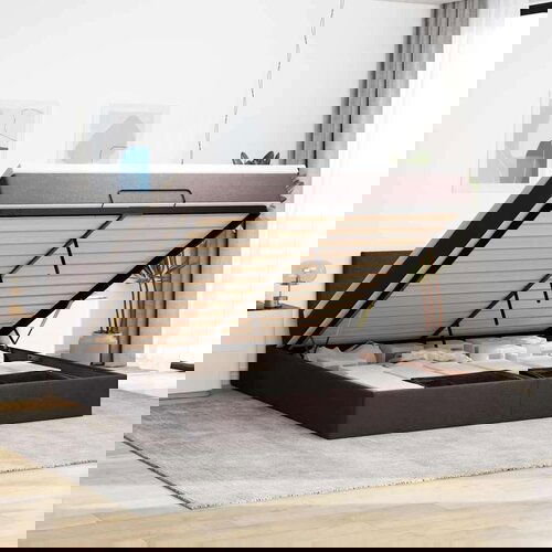 vidaXL Otomanski posteljni okvir z vzmetnico rjav 160x200 cm blago Cene
