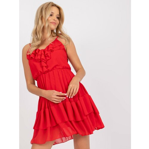Fashion Hunters OCH BELLA red mini dress with frills Slike