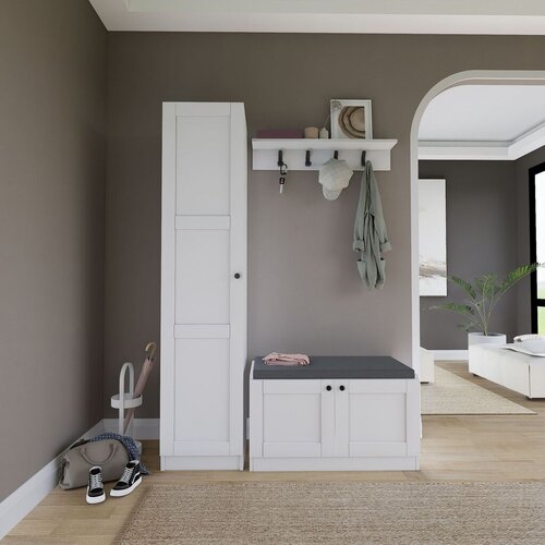 Hanah home ormar za hodnik Lucas 1600-54, 130x182x35 cm, Beli Slike
