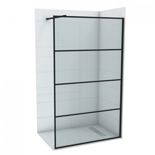 Copen Stakleni paravan Monte 800 x 2000 mm, Providno staklo 8 mm, Crni ram Slike