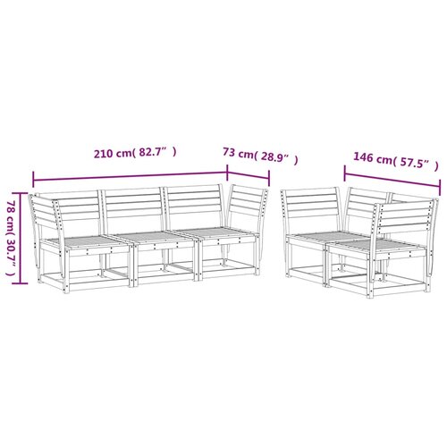  5-dijelni set vrtnih sofa od masivnog drva duglazije Slike