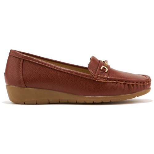 Shelvt Brown women's loafers with decoration Cene