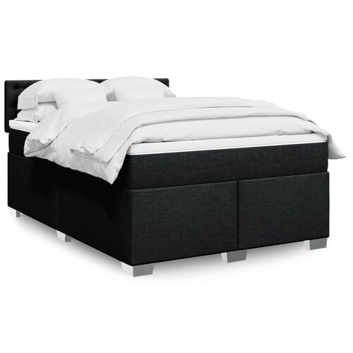 vidaXL Box spring postelja z vzmetnico črna 140x200 cm blago Cene