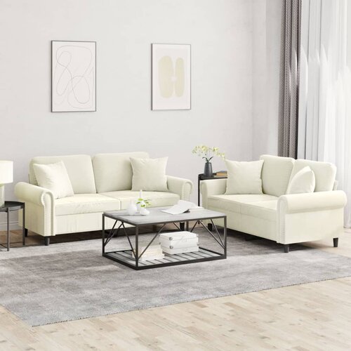  2-dijelni set sofa s jastucima krem bar&scaron;unasti Cijene
