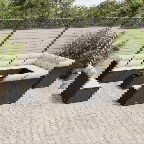 VidaXL 13-dijelni set vrtnih sofa s jastucima poliratan crni Slike