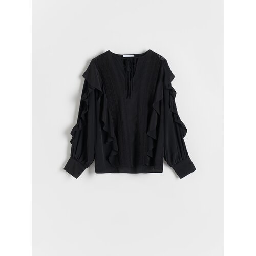 Reserved bluza z volani - črna Cene