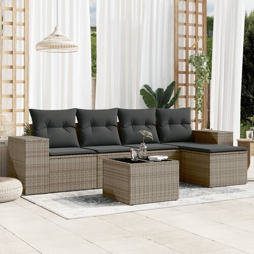 vidaXL 6-dijelni set vrtnih sofa od poliratana s jastucima sivi Cijene