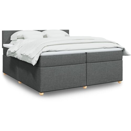 VidaXL Krevet s oprugama i madracem tamnosivi 200 x 200 cm od tkanine Slike