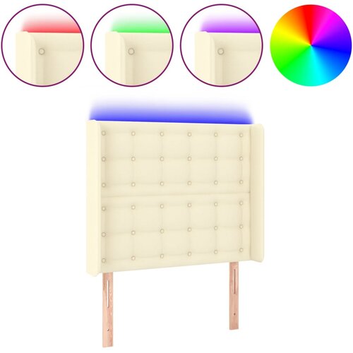  LED uzglavlje krem 83 x 16 x 118/128 cm od umjetne kože Slike