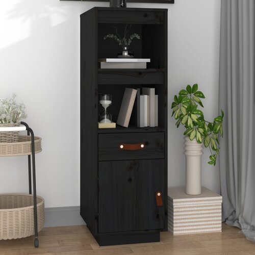 The Living Store Visoka omara črna 34x40x108,5 cm trdna borovina - Visoka Omara, (21430618) Slike