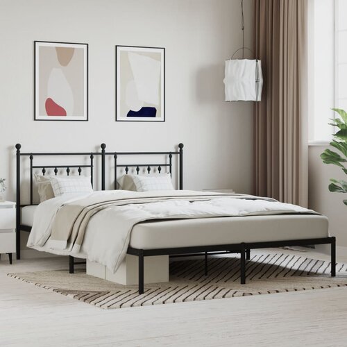 vidaXL Kovinski posteljni okvir z vzglavjem črn 183x213 cm Cene