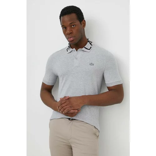 Lacoste Polo majica za muškarce, boja: siva, s aplikacijom