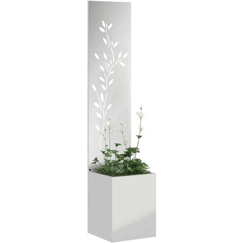 VidaXL Privatnost u vrtu Cvjetni Srebrno 32 x 140 cm Pocinčani čelik Slike