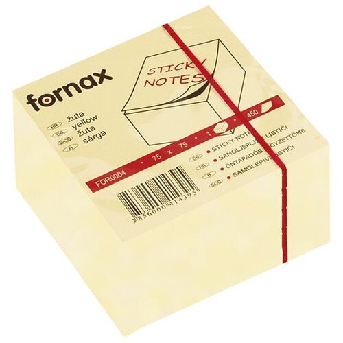 Fornax Blok samoljepica kocka, žuta, 75x75 mm, 450 listova Slike