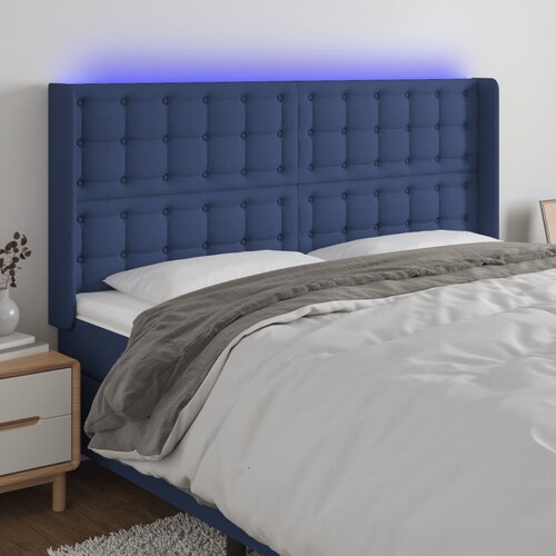 The Living Store led posteljno vzglavje modro 183x16x118/128 cm blago - led vzglavje, (21418762) Slike