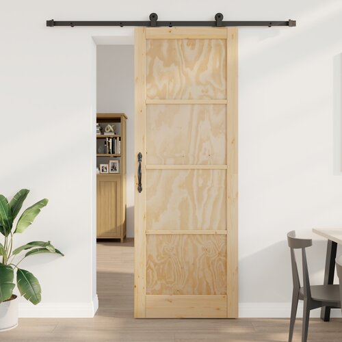 vidaXL Drsna vrata s kompletom strojne opreme 83x232 cm Trd les Bor, Notranja vrata 'ORKDAL'83x232x4 cm Trd les Bor Cene