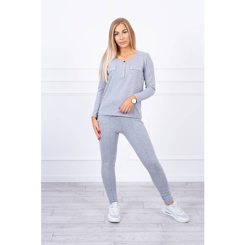 Kesi Set with a neckline with press studs in gray color Cene
