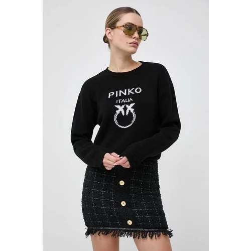 Pinko Vuneni pulover za žene, boja: crna, lagani