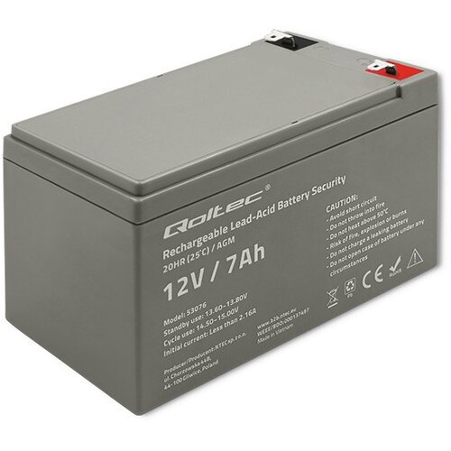 Qoltec 53076 AGM battery | 12V | 7Ah | max. 105A | Security Cijene